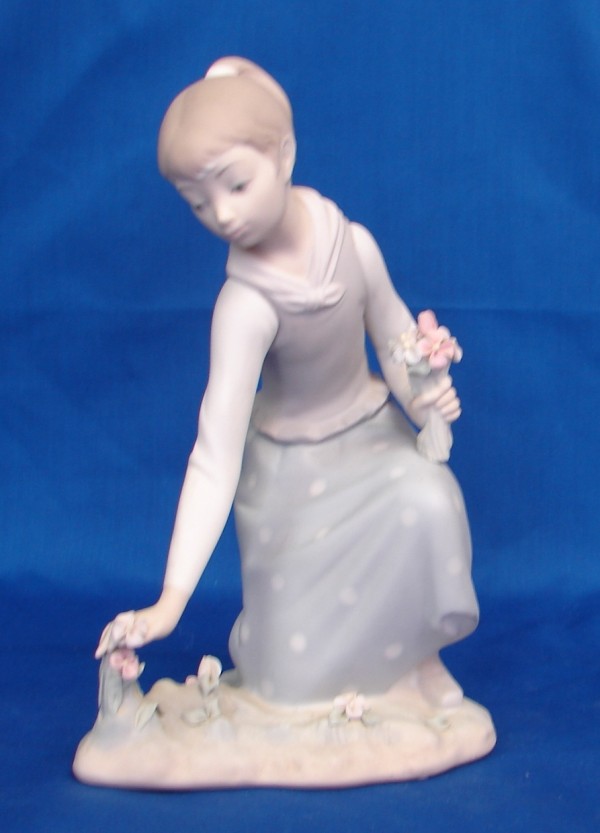 Appraisal: Girl Gathering Flowers - Retired Matte Finish missing one flower