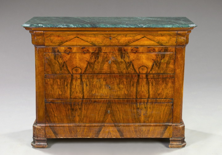 Appraisal: Louis-Philippe Circassian Walnut and Marble-Top Commode fourth quarter th century