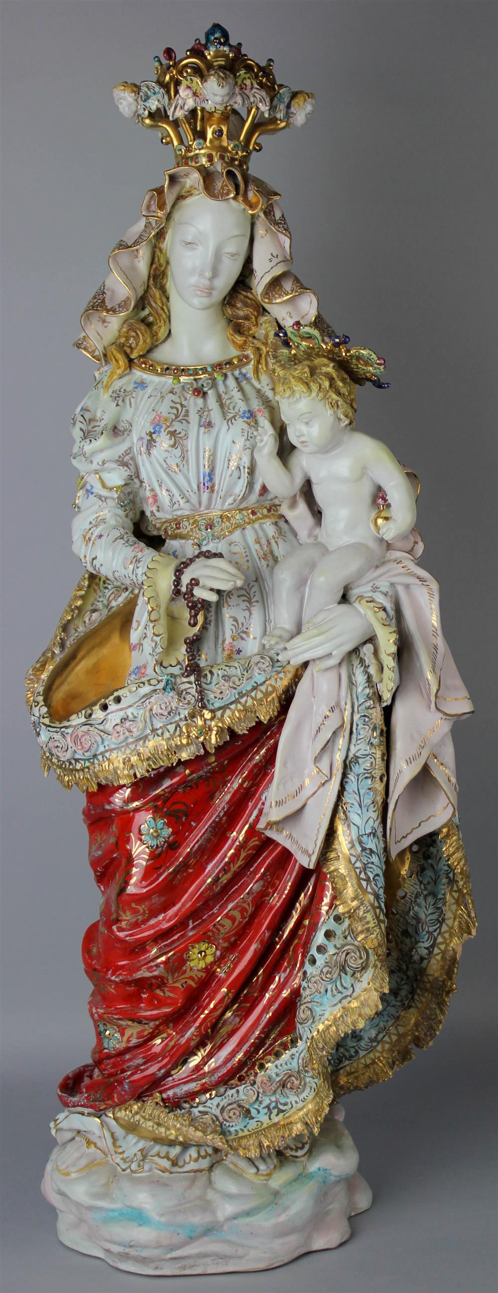 Appraisal: MADONNA AND CHILD BY EUGENIO PATTARINO a large ceramic figure