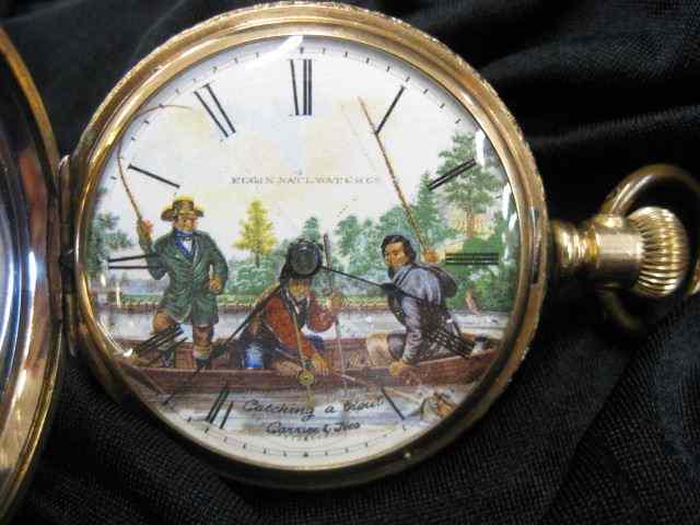 Appraisal: Elgin Man's Hunting Case Pocketwatch rare dial with Currier Ives