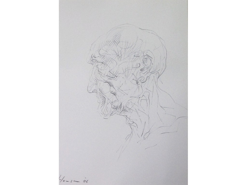 Appraisal: PETER HOWSON b PONTIUS PILATE Pen drawing signed and dated