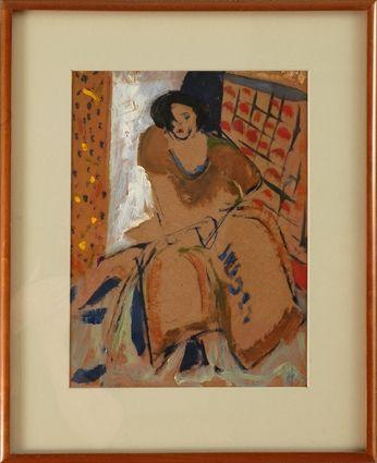 Appraisal: ROBERT NATKIN b SEATED FIGURE IN ROBE Oil study on