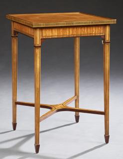 Appraisal: Inlaid Satinwood Mahogany Lamp Table th c by Baker from