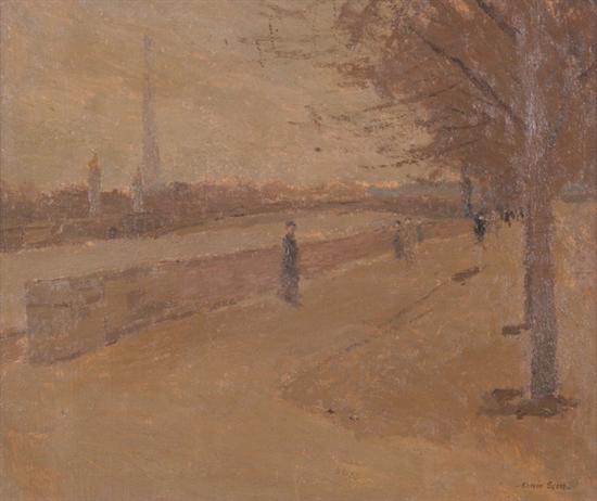 Appraisal: EDWIN SCOTT American - FIGURES ALONG THE SEINE WITH THE