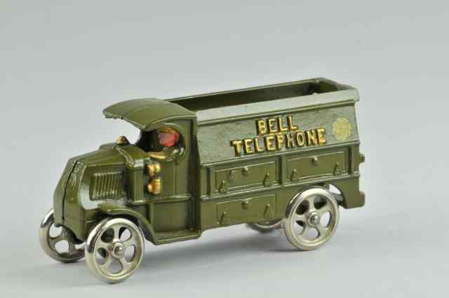 Appraisal: HUBLEY BELL TELEPHONE TRUCK Mid 's cast iron painted in