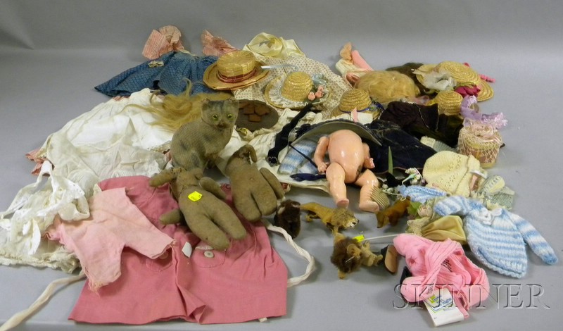 Appraisal: Eight Small Toy Animals and an Assortment of Doll Accessories