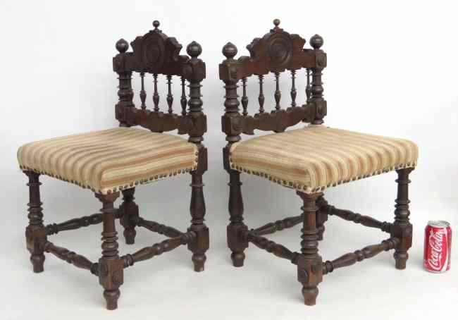 Appraisal: Pair Jacobean style Continental child's chairs '' Overall Ht