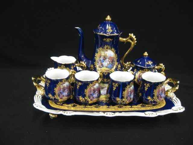 Appraisal: Porcelain Coffee Service on Tray elaborategarden scenes with courting couples