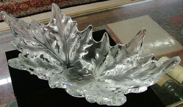 Appraisal: LALIQUE CRYSTAL BOWL engraved with leafage frosted and clear Width