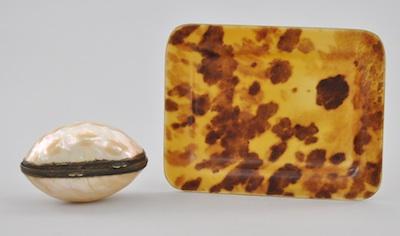 Appraisal: A Natural Shell Box and a Small Tortoise Tray The