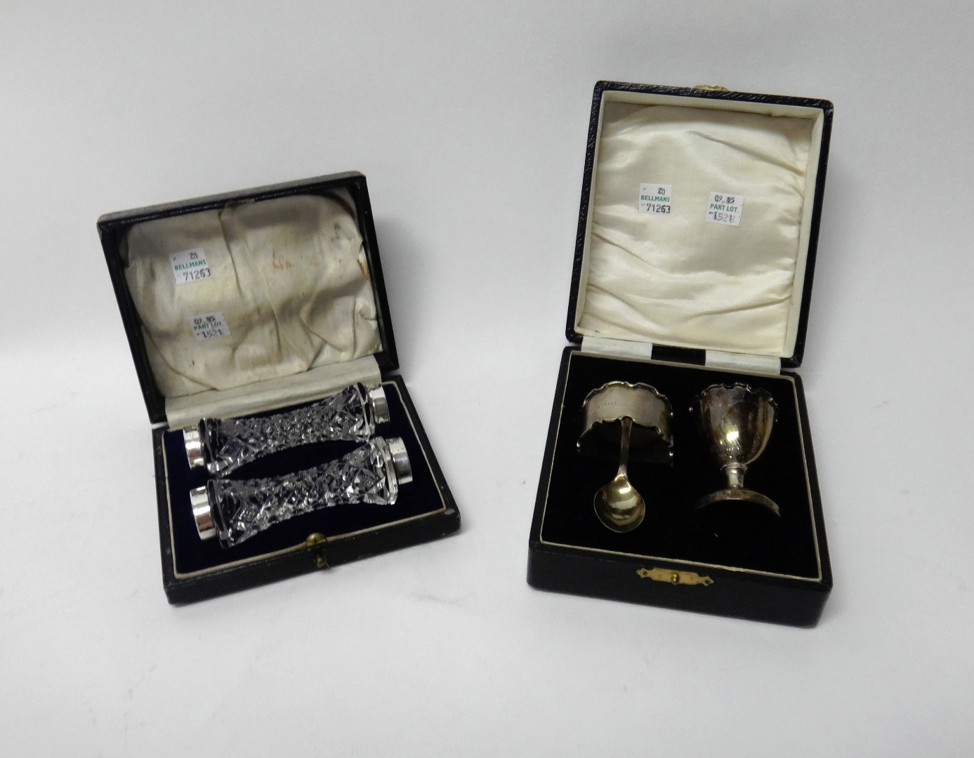 Appraisal: A silver three piece christening set comprising a napkin ring