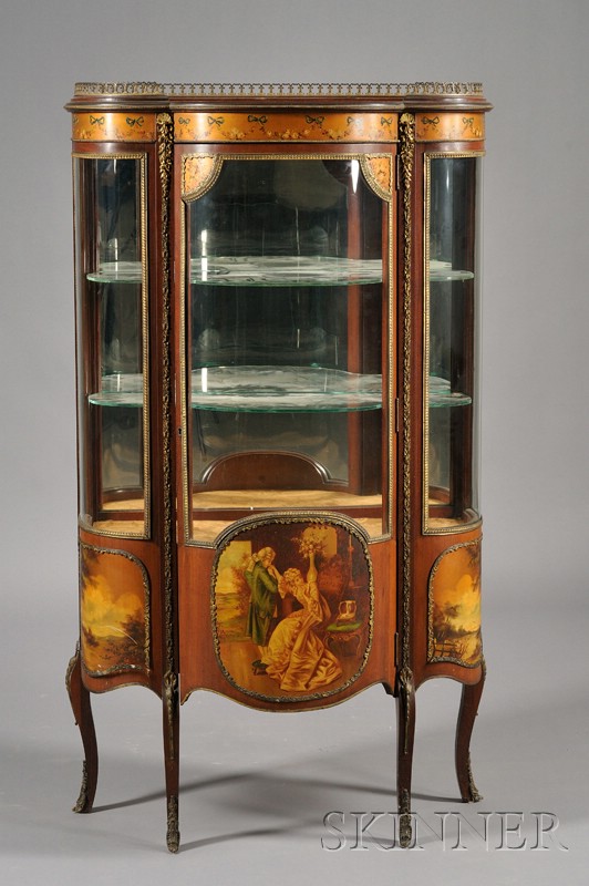 Appraisal: Louis XV XVI Style Painted Parcel-gilt and Brass-mounted Vernis Martin