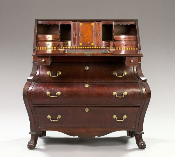 Appraisal: Good English Mahogany Bombe-Form Slant-Lid Writing Desk late th century