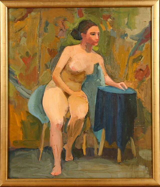 Appraisal: PATRICIA HERMINE SLOANE SEATED NUDE OIL ON CANVAS Patricia Hermine