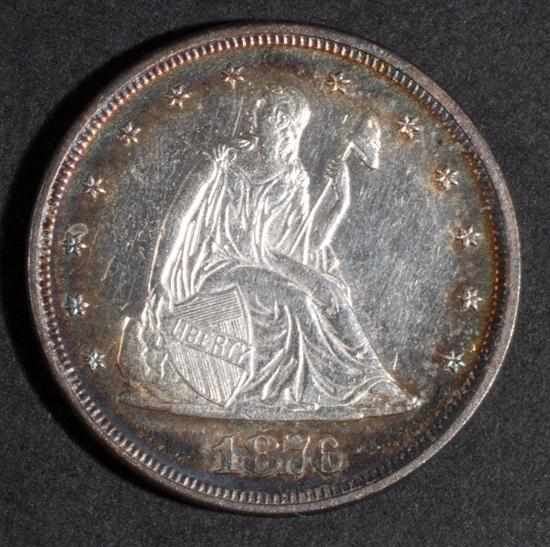 Appraisal: United States silver twenty-cent piece MS- with iridescent toning around