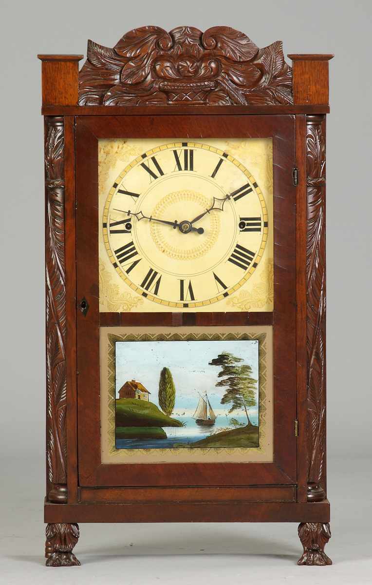 Appraisal: Rodney Brace Shelf Clock Mahogany case with carved columns fruit