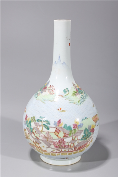 Appraisal: Chinese enameled porcelain famille rose bottle vase with landscape designs