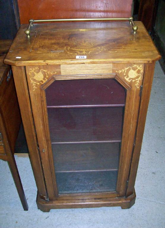 Appraisal: A Victorian walnut music cabinet with inlaid decoration -