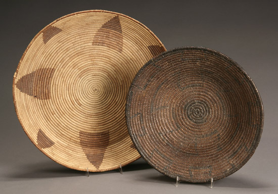 Appraisal: Southwest Coiled Basketry Bowl and a Tray Probably Papago First