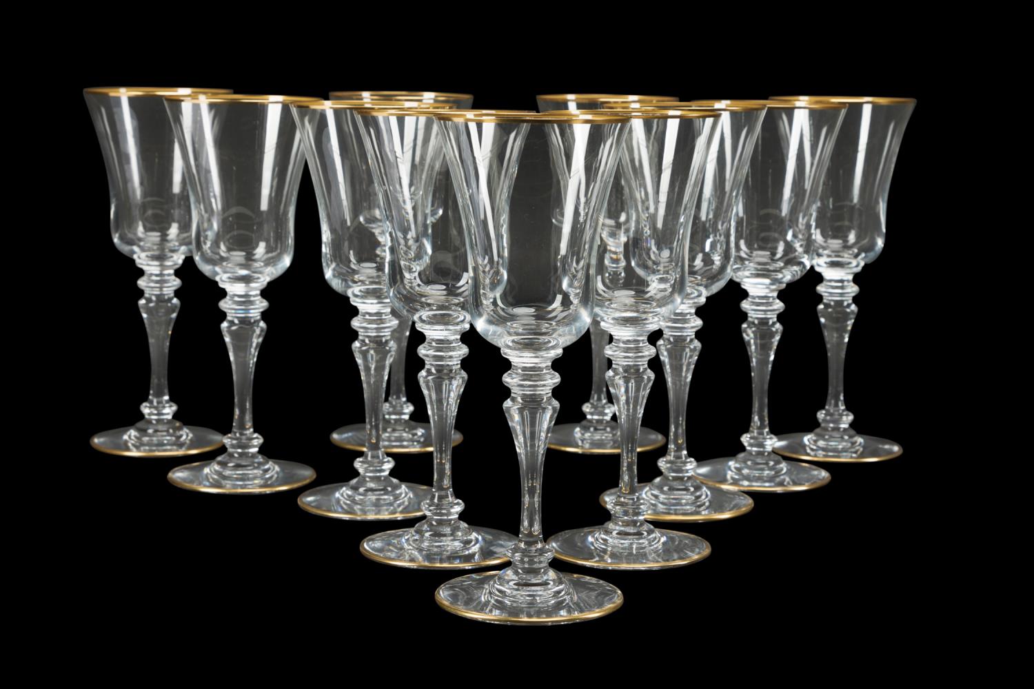 Appraisal: BACCARAT VIENNE GILT WATER GOBLETS Set of Baccarat French Vienne