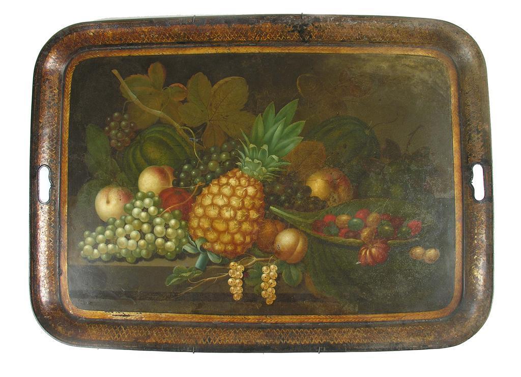 Appraisal: An early th century painted tole rectangular tray