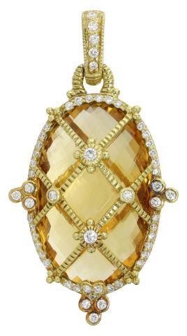 Appraisal: Estate kt yellow gold caged enhancer style pendant Judith Ripka