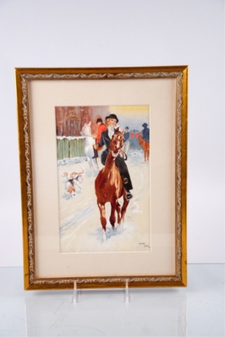 Appraisal: Charles Ross Fox Hunting Framed painting H x W frame