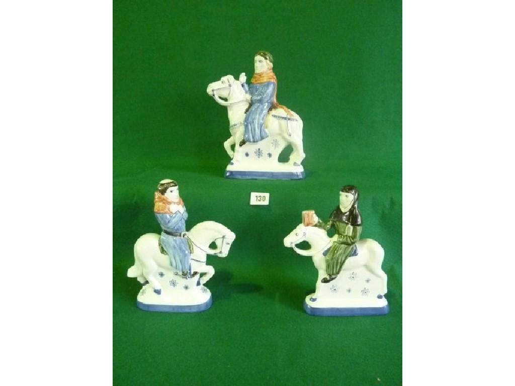 Appraisal: Three Rye Pottery models of figures on horseback all from