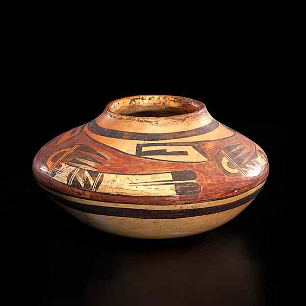 Appraisal: Hopi Sikyatki Revival Jar graceful form decorated with wings and