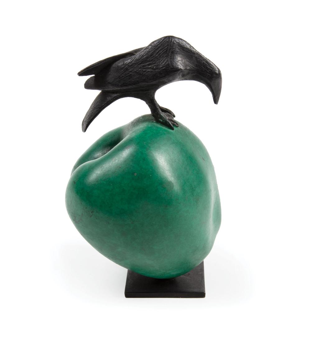 Appraisal: Peter Woytuk American New Mexico b Bird on Green Apple