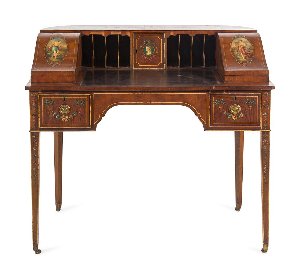 Appraisal: An Edwardian Painted Mahogany Carlton House Desk An Edwardian Painted