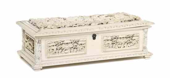 Appraisal: A Chinese Carved Ivory Table Casket of rectangular hinged form