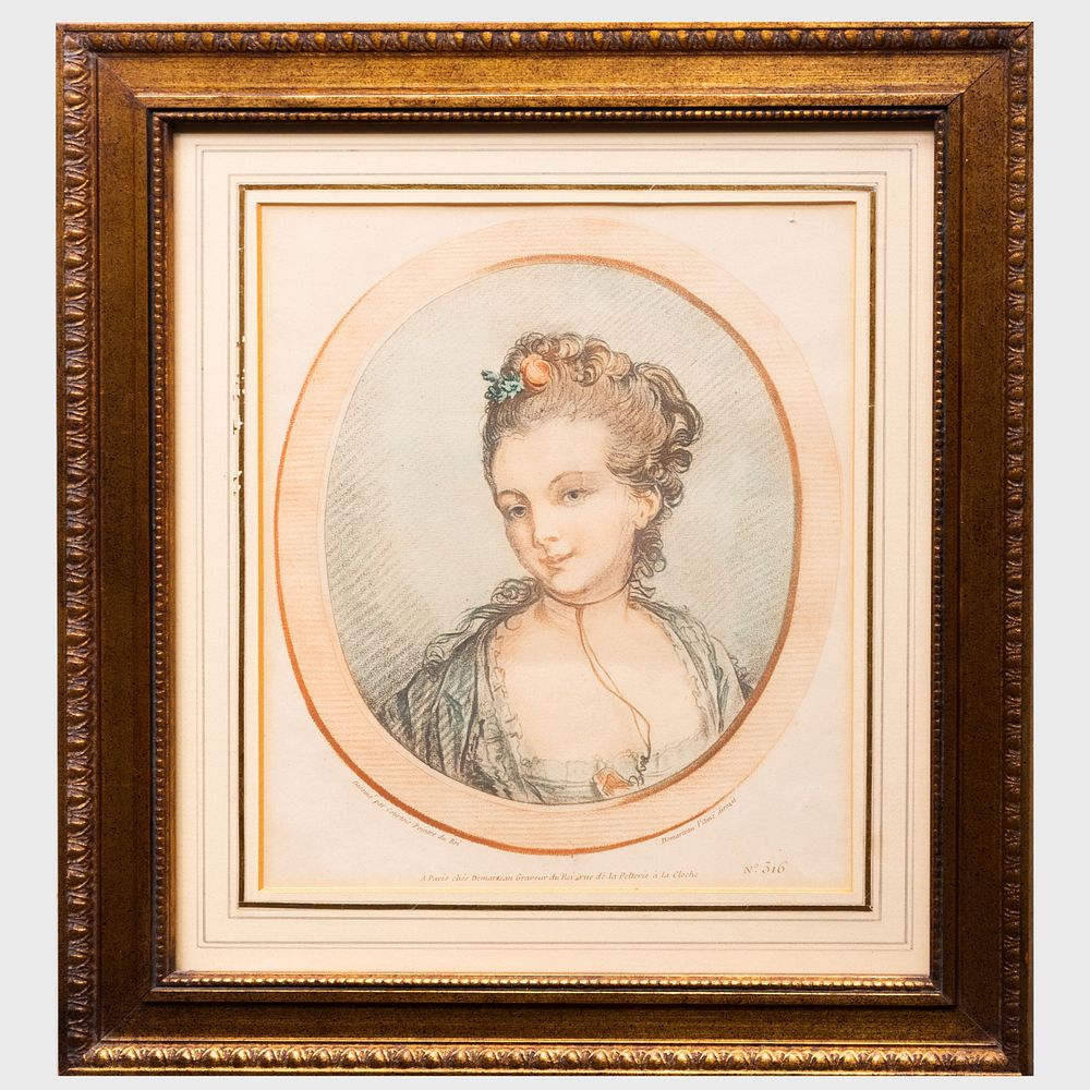 Appraisal: French School Portraits A Pair Two lithographs in colors on