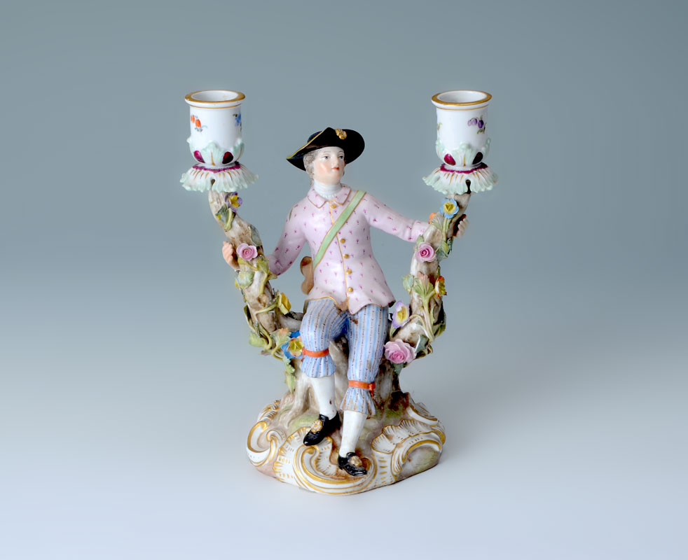 Appraisal: MEISSEN CHEVALIER PORCELAIN CANDLESTICK Modeled by J J Kaendler light