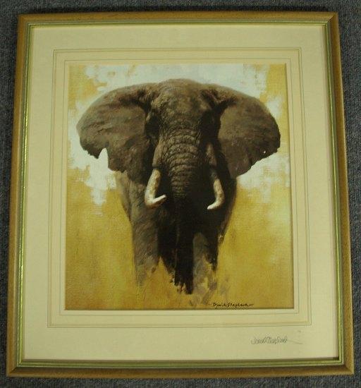 Appraisal: David ShepherdElephant Chargingsigned artist proof lithograph cm x cm x