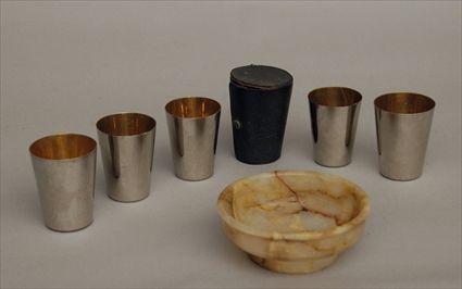 Appraisal: Set of Cased Tumblers together with a Marble Bowl Provenance