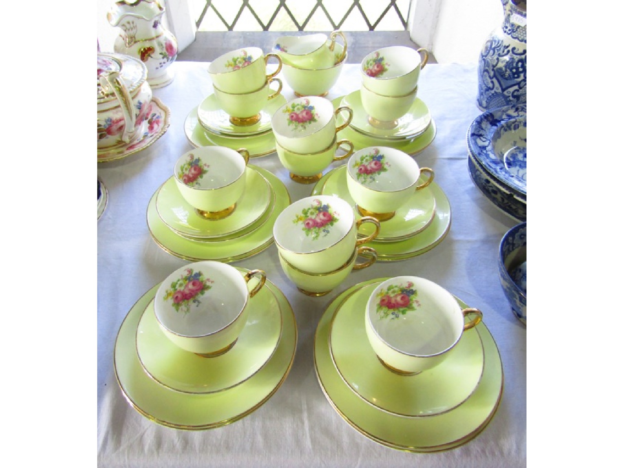 Appraisal: A quantity of yellow ground Foley china tea wares with