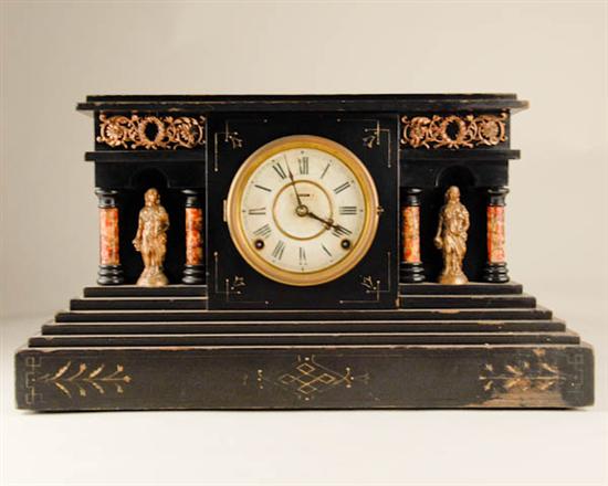 Appraisal: Ingraham Clock with Columns and People wooden case day time