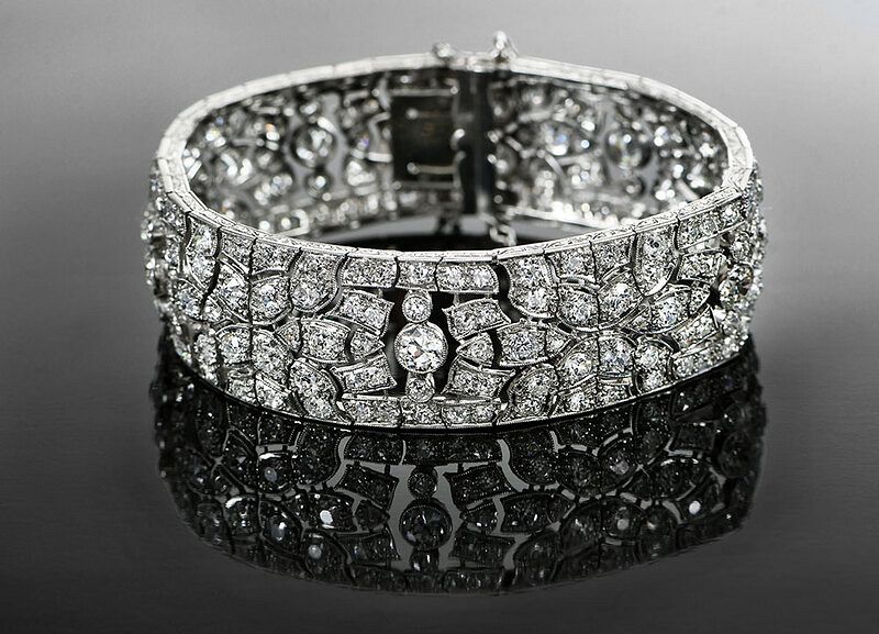 Appraisal: Antique Platinum and Diamond Bracelet approx old European and single