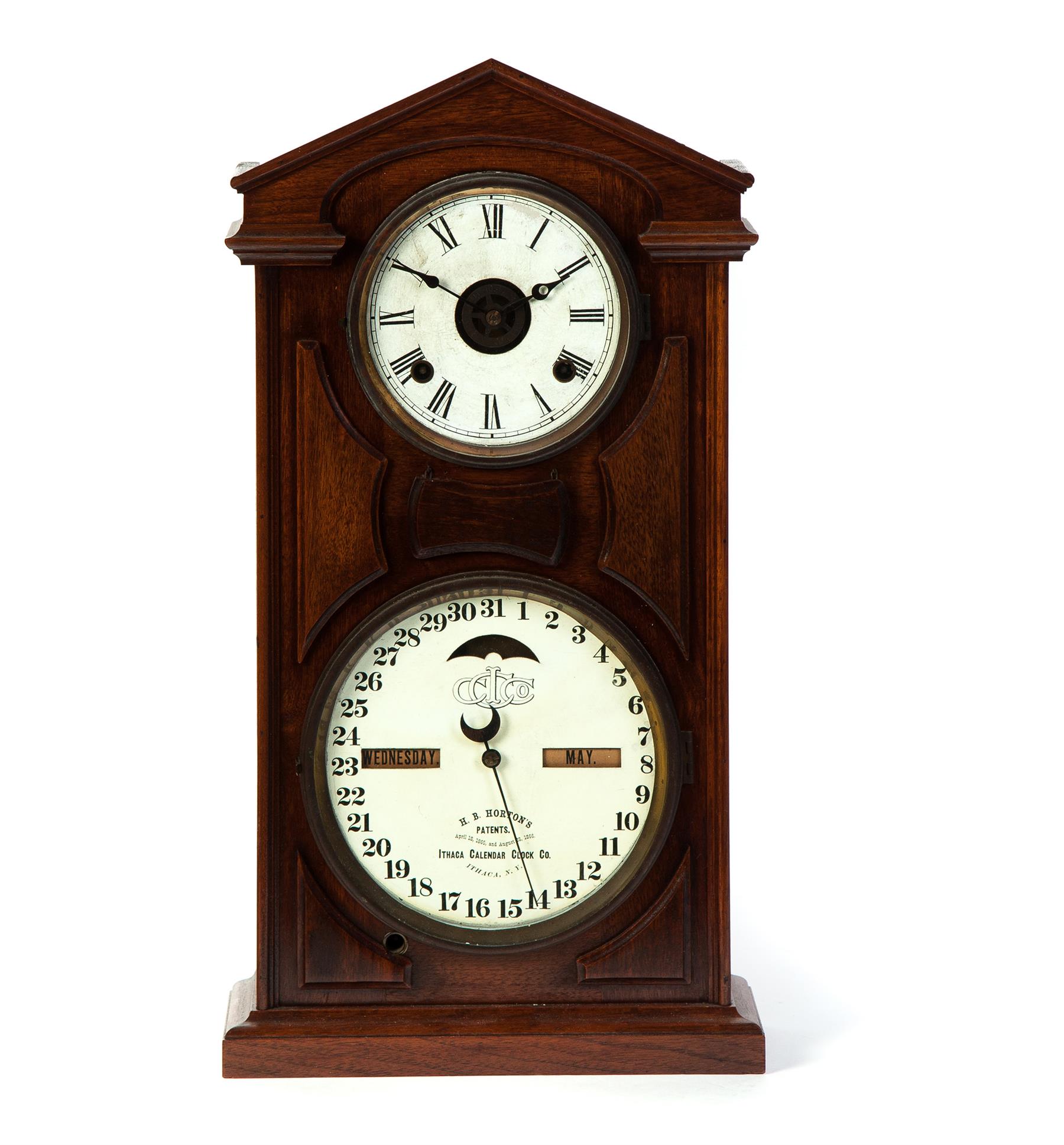 Appraisal: ITHACA CALENDAR CLOCK American N Y Patented August Walnut case