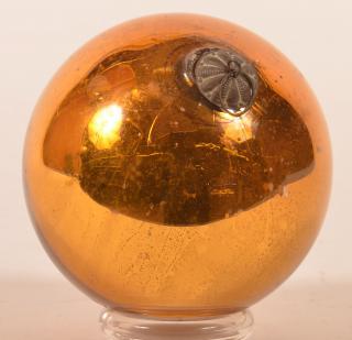 Appraisal: Antique Amber Blown Glass Ball Form German Kugel - diameter