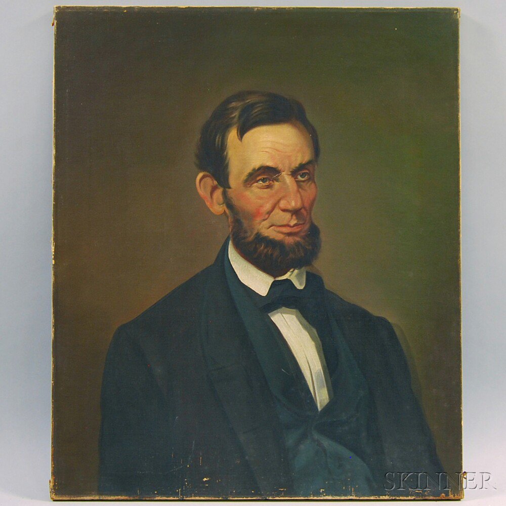 Appraisal: American School th Century Portrait of Abraham Lincoln Unsigned Oil