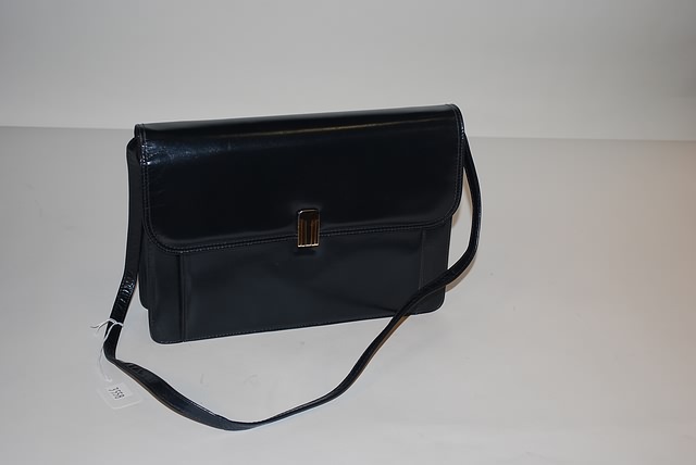 Appraisal: Jay Herbert black leather bag with suede lining shoulder strap