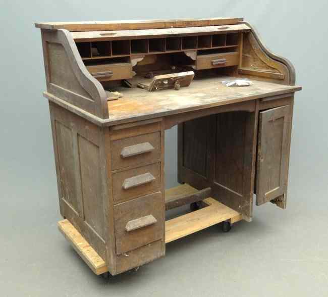 Appraisal: Victorian oak rolltop desk '' D '' D '' Ht