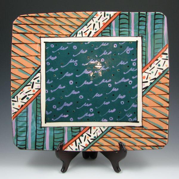 Appraisal: Dorothy Hafner ceramic tray with colorful design Signed Hafner '