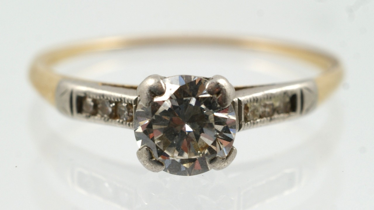 Appraisal: Unmarked K YG diamond ring about - pt stone dwt