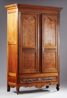 Appraisal: French Louis XV Style Carved Walnut and Elm Armoir French