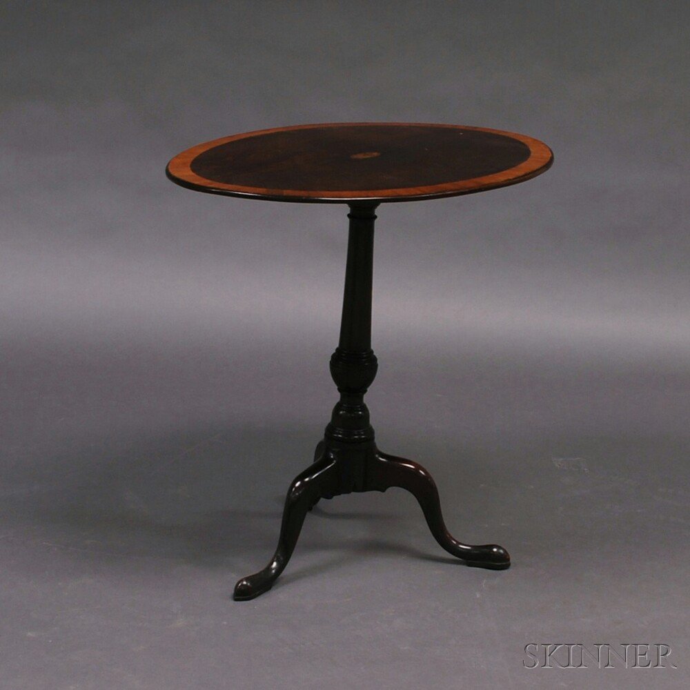 Appraisal: Inlaid Mahogany Tea Table England th century oval top with