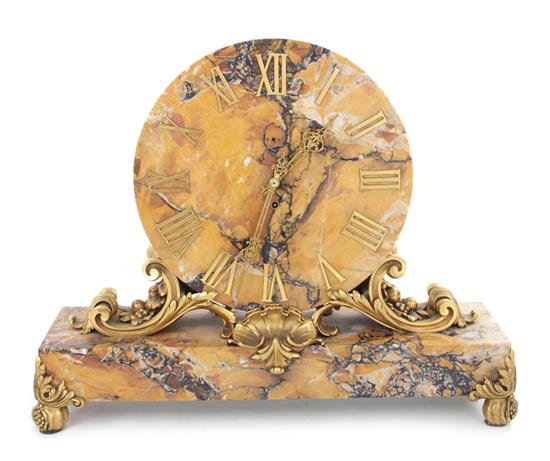 Appraisal: French ormolu-mounted marble mantel clock late th early th century