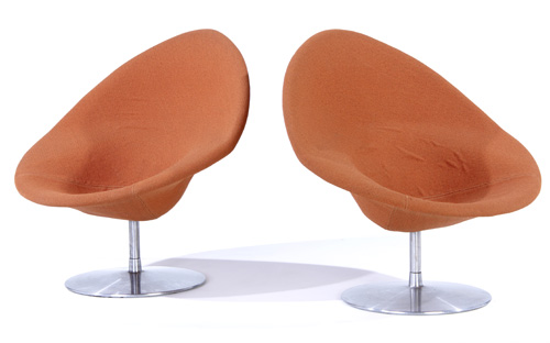 Appraisal: PIERRE PAULIN Pair of Chairs upholstered in orange fabric on